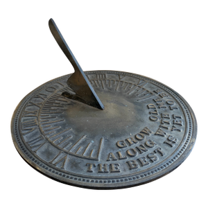 Vintage English Country Iron Garden Sundial "Grow Old Along With Me"