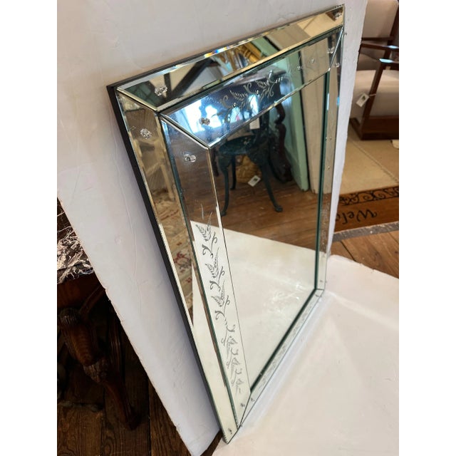 Silver Rectangular Vintage Etched Mirror For Sale - Image 8 of 8