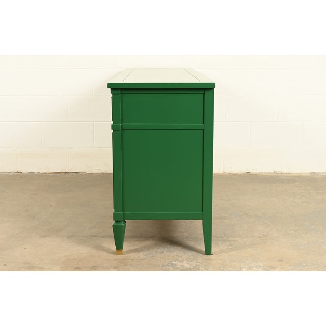 White Furniture French Regency Louis XVI Green Lacquered Dresser or Credenza, Newly Refinished For Sale - Image 14 of 17