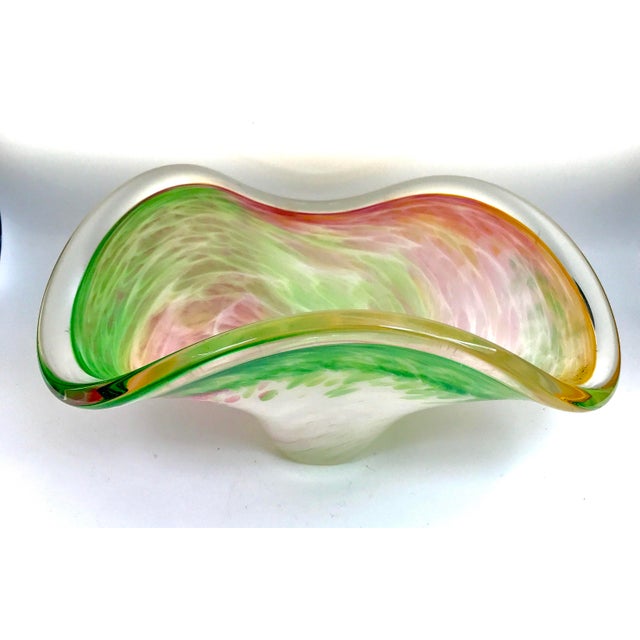 Murano Mid-Century Murano Pastel Swirls Zanfirico Organic Form Bowl For Sale - Image 4 of 13