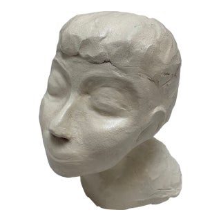 Vintage Artisan Sculpture of a Female Head For Sale