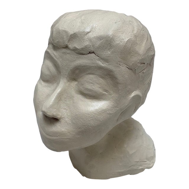 Vintage Artisan Sculpture of a Female Head For Sale