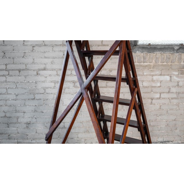 Restoration Hardware Arts and Crafts Folding Library Ladder Shelf For Sale - Image 11 of 15