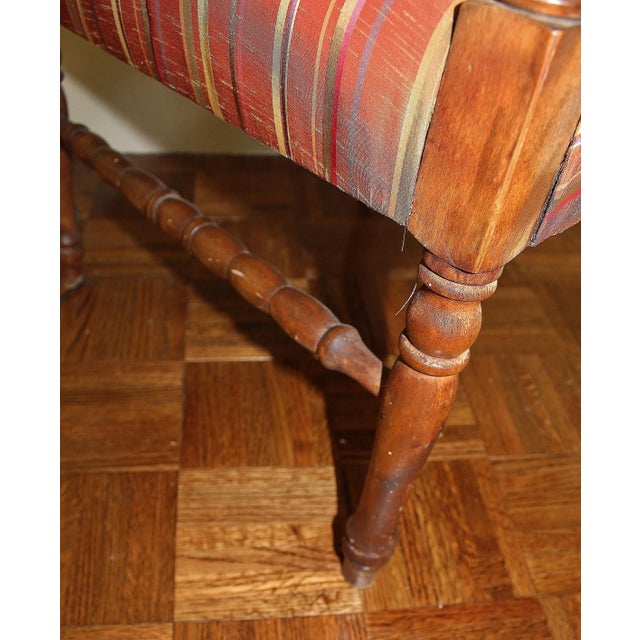 Taffeta & Silk Striped Carved Details Arm Chair For Sale In San Diego - Image 6 of 7