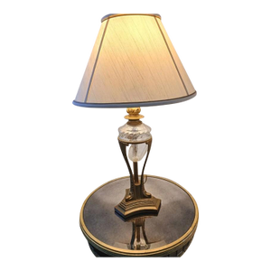 Vintage Regency Crystal Urn Table Lamp Golden Brass Neoclassical Metal W Shade