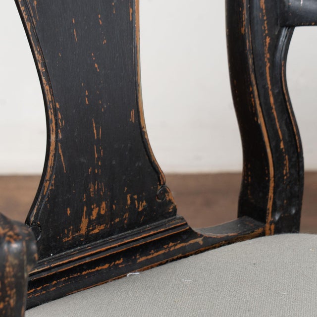 Late 19th Century Pair of 19th Century Black Painted Swedish Rococo Armchairs For Sale - Image 5 of 16