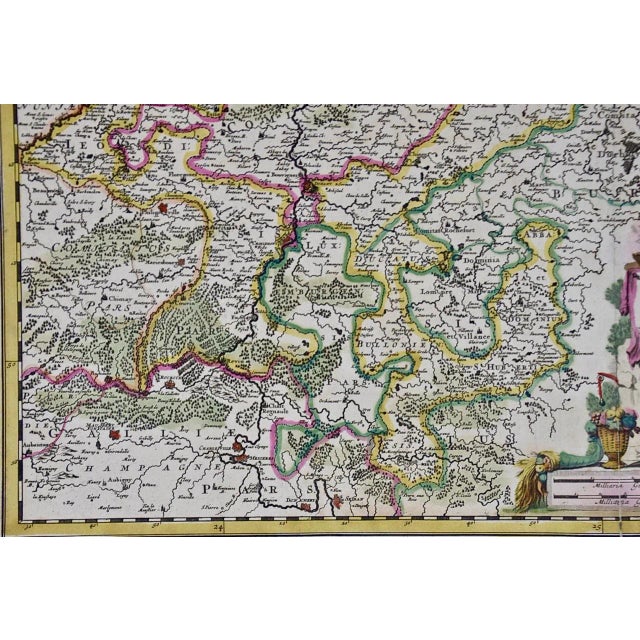 Liege Region in Belgium: 17th Century Hand Colored Map by Visscher For Sale - Image 4 of 8