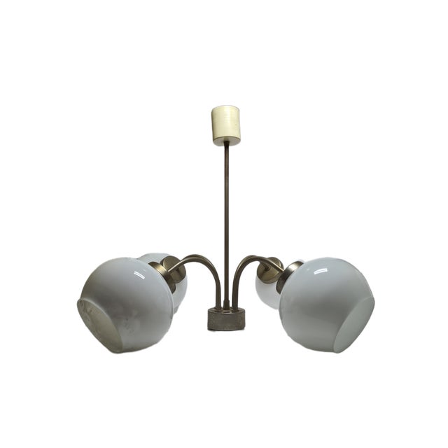 Postmodern Brass and Glass Chandelier, Poland, 1970s For Sale - Image 10 of 18