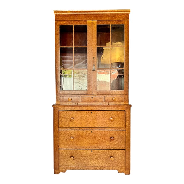 1900s Antique Birdseye Maple Cabinet For Sale