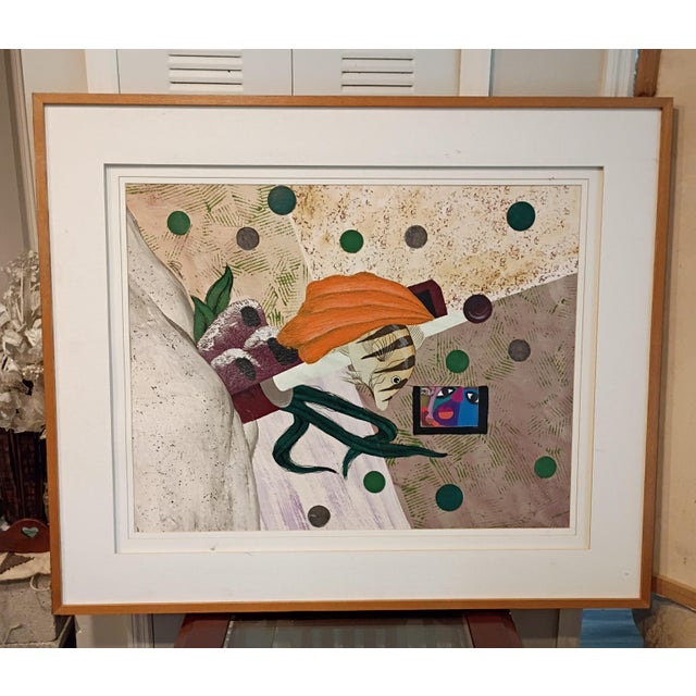Signed by 'Peters' Large Mid-Century Style Modern Abstract Fish Mixed Media Collage - Framed For Sale - Image 16 of 18