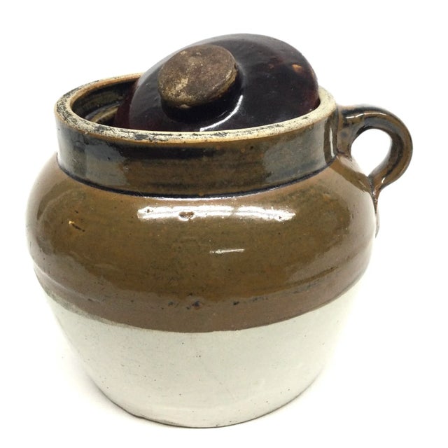 Antique Lidded Ceramic Clay Bean Pot For Sale - Image 4 of 10