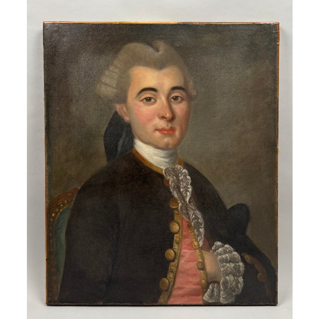 Oil on canvas depicting an aristocrat, French school, 1760-1785. This portrait shows a young gentleman in three-quarter...