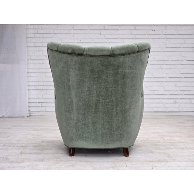 Danish High-Back Relax Chair in Velour and Ash, 1960s For Sale - Image 4 of 18