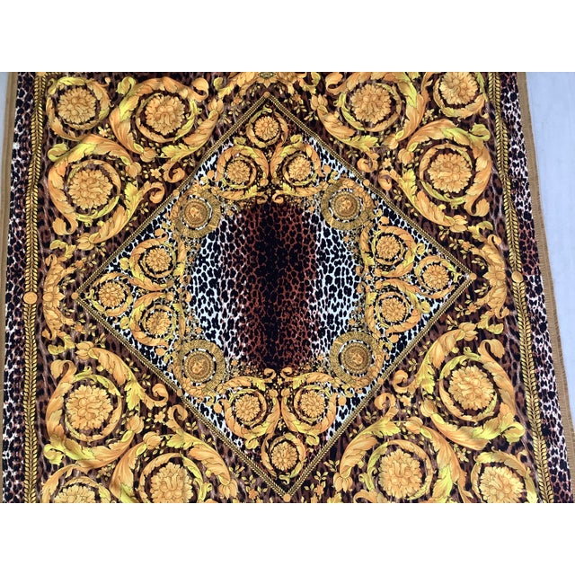 1990s Alterier Versace Custom Made Barocco Animal Print Velvet Throw - 55”55” For Sale - Image 5 of 13