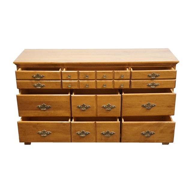 Late 20th Century Sprague & Carleton Solid Hard Rock Maple Colonial Early American 58" Triple Dresser 210-B130 601-8 For Sale - Image 5 of 13
