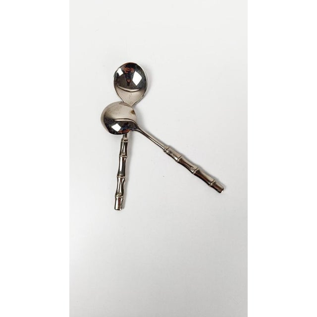 Vintage Hollywood Regency Silver Plate and Faux Bamboo Teaspoons, 1970s, Set of 12 For Sale - Image 10 of 16