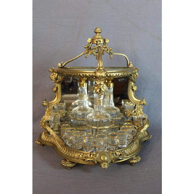 Gold Gilt Bronze and Crystal Liquor Cabinet, 19th Century, Set of 19 For Sale - Image 8 of 12