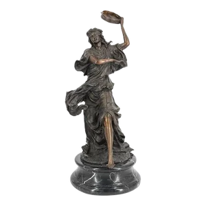 Early 20th Century French Signed Bronze Tambourine Dancer Sculpture