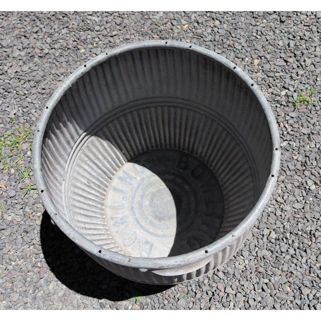 Metal Vintage English Bowling Galvanized Dolly Tub For Sale - Image 7 of 11