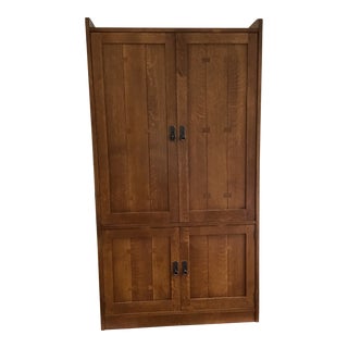 Vintage Mission Arts & Crafts Stickley Oak Armoire For Sale