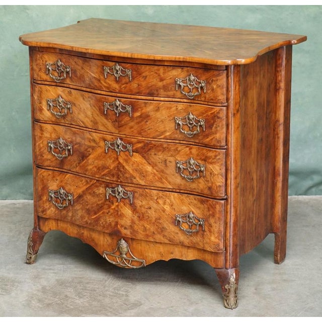 Antique George III Ormolu Mounted Burr Yew Serpentine Commode, 1775 For Sale - Image 11 of 18