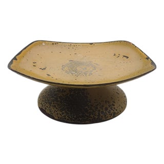 Mid 20th Century Mid-Century Modern Brutalist Enamel Pedestal Dish For Sale