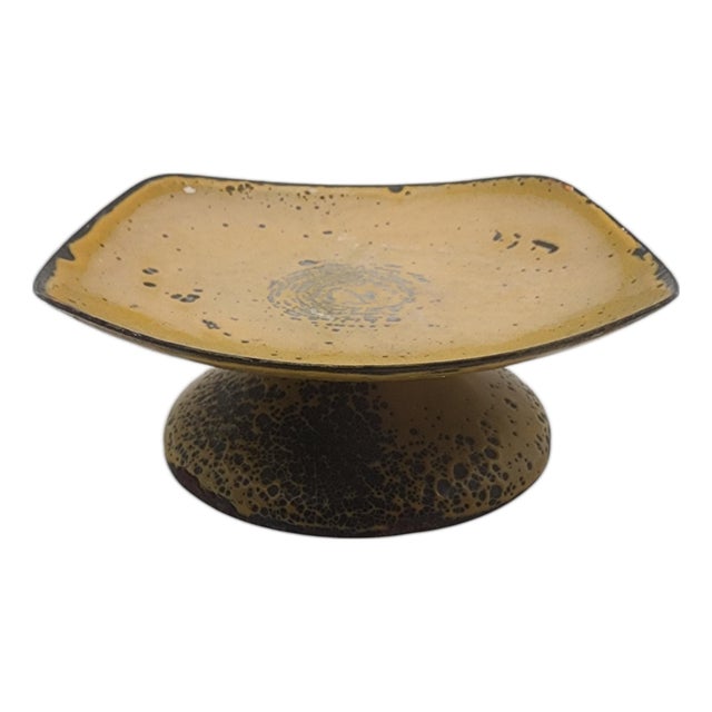 Mid 20th Century Mid-Century Modern Brutalist Enamel Pedestal Dish For Sale