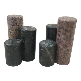 Vintage Marble Cylinder Book Ends For Sale