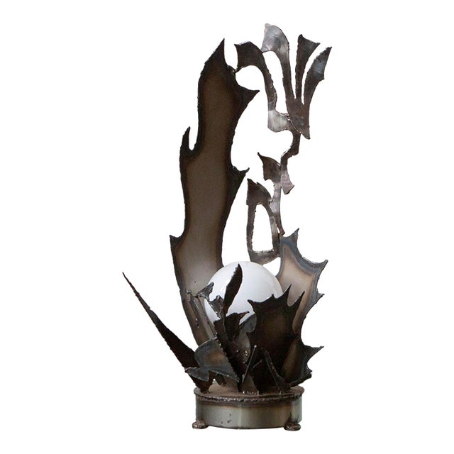 1970s Artist Made Brutalist Steel Table Lamp For Sale