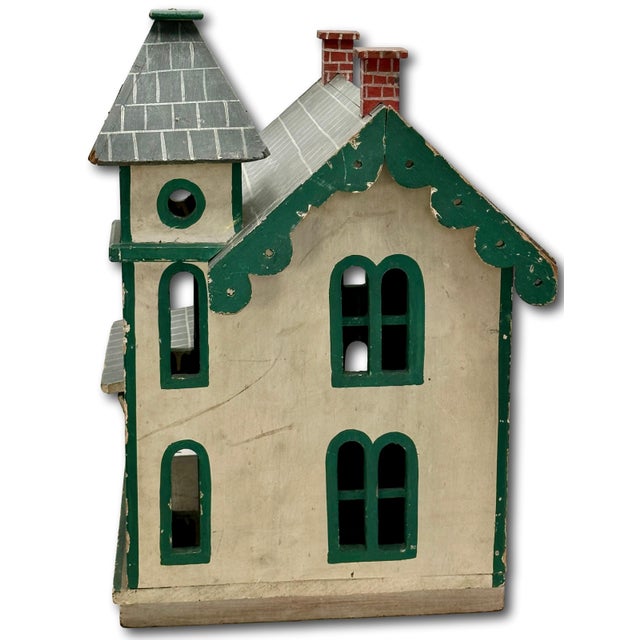 Nice Antique American Hand Made & Painted Wood Folk Art Victorian Style Birdhouse - 18 Inches Tall - Circa Early 1900s For Sale - Image 12 of 18