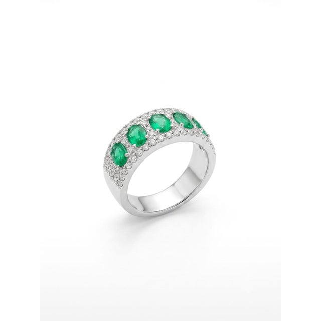 Natural 18k Gold Emerald Halo Ring With 1.06ct Diamonds, New For Sale - Image 4 of 8
