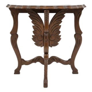 Antique Hand-Carved Demi Lune Half-Moon Table For Sale