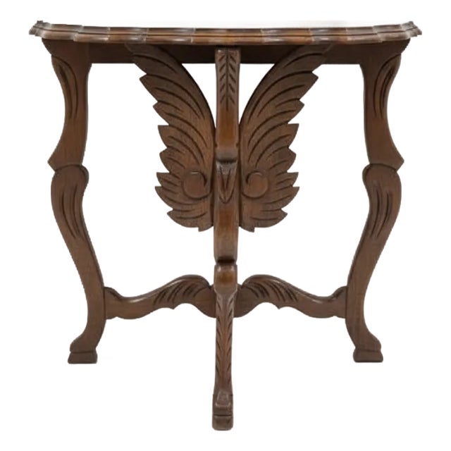 Antique Hand-Carved Demi Lune Half-Moon Table For Sale