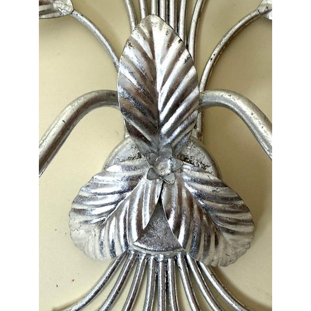Italian Florentine Silver Leaf Wall Lights, 1970s, Set of 2 For Sale - Image 9 of 13