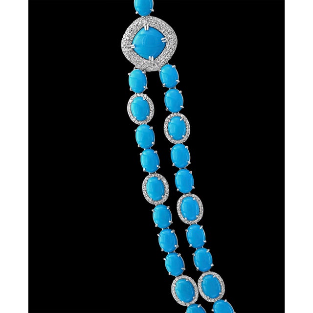 104 Carat Sleeping Beauty Turquoise Necklace and Earring Set, Bridal, 18 K Gold For Sale In New York - Image 6 of 18