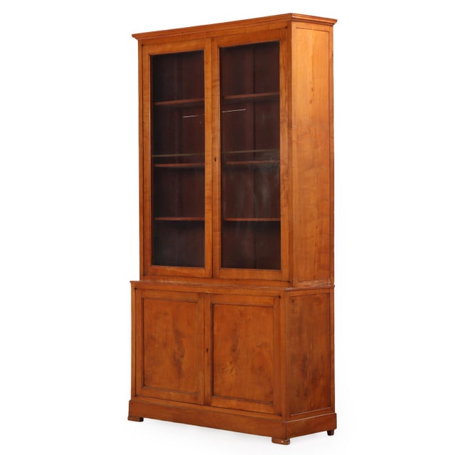 Traditional 19th Century Italian Cherrywood Cabinet With Original Wavy Glass For Sale - Image 3 of 7
