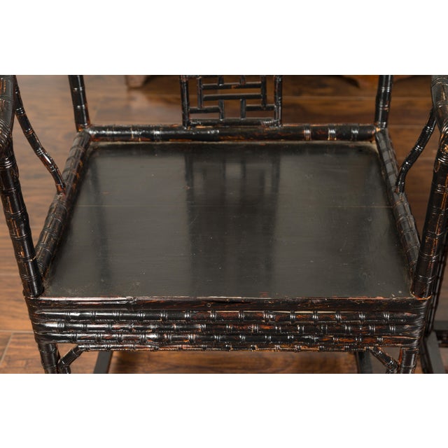Pair of Chinese Ming Dynasty Style 1920s Horseshoe Back Bamboo Armchairs For Sale - Image 9 of 9