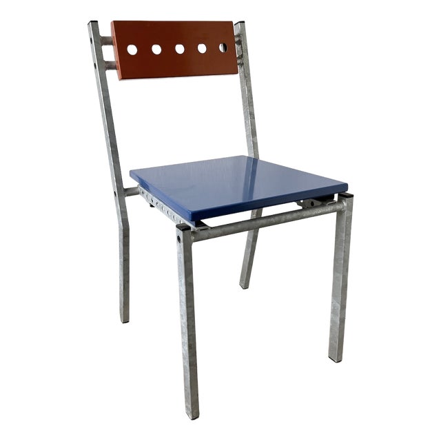 Chair in Galvanized Steel and Lacquered Sheet Metal from Ateliers J&J, 2020 For Sale