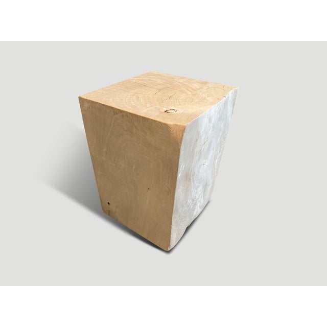 Wood Andrianna Shamaris St. Barts Bleached Teak Wood Side Table For Sale - Image 7 of 18