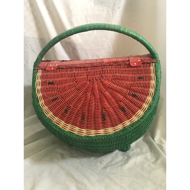 Vintage Double Sided Watermelon Picnic Basket Chairish
