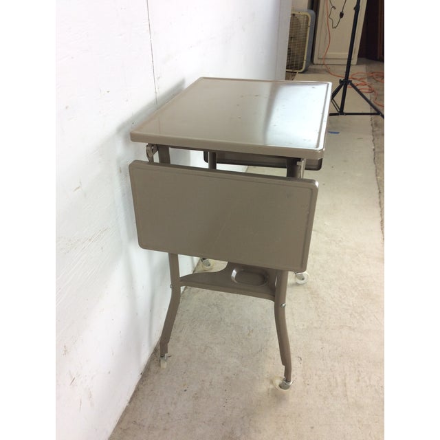Mid Century Industrial Typewriter Table With Drop Leafs For Sale - Image 12 of 12