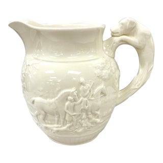 Vintage Wedgwood Etruria Embossed Hunting Scene Pitcher For Sale