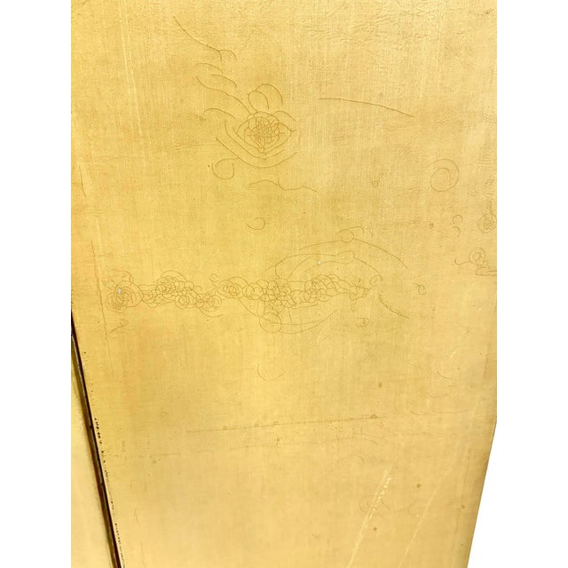 Antique French Louis XV Hand-Painted Canvas Three-Panel Screen / Room Divider For Sale - Image 9 of 10