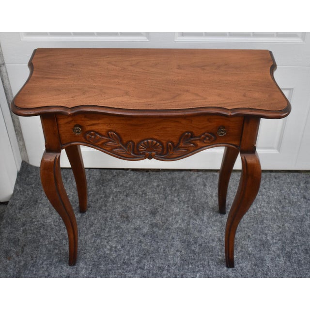 Hekman Italian Provincial Wood Table Vintage Carved Accent Console For Sale - Image 10 of 16