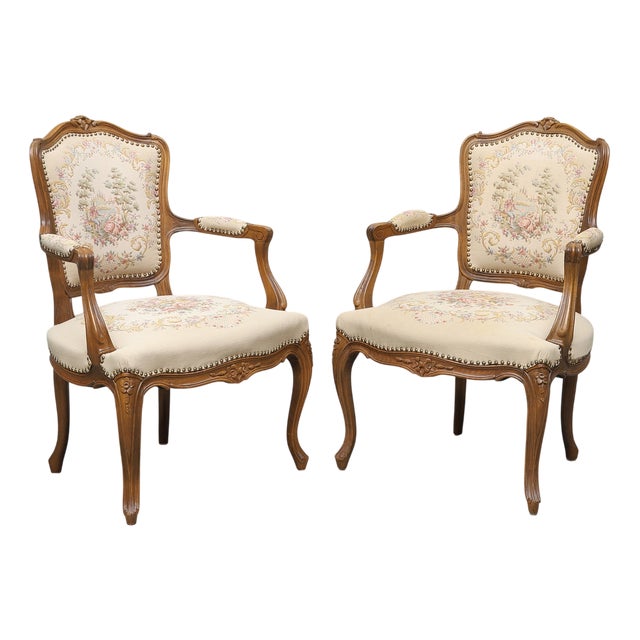 Vintage Louis XV‑Style Chairs, 1950s, Set of 2 For Sale