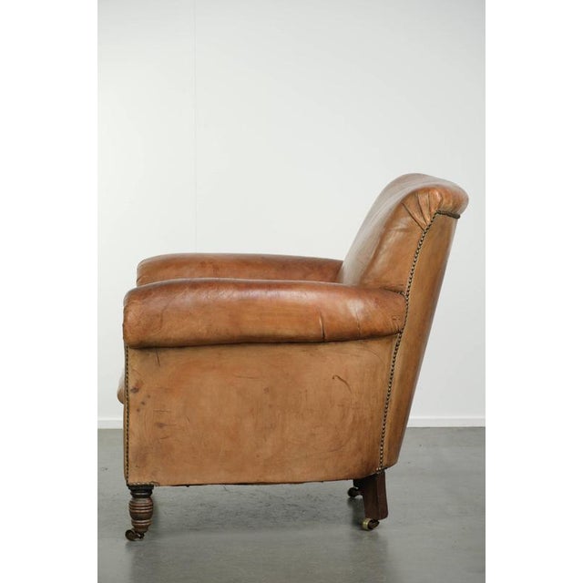 1990s Antique English Sheepskin Armchair For Sale - Image 5 of 14