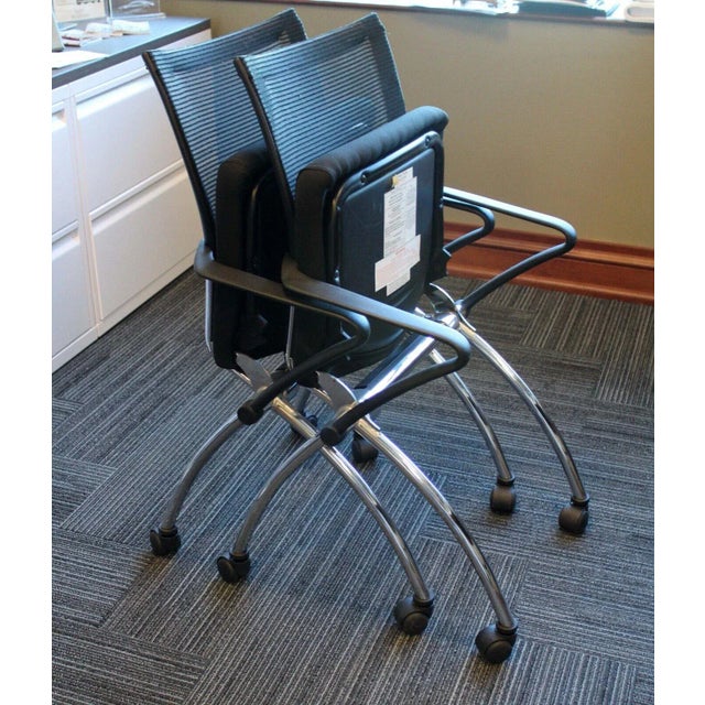 Early 21st Century Contemporary Modern Mesh & Chrome Mayline Valore Stackable Side Office Chair For Sale In Detroit - Image 6 of 11