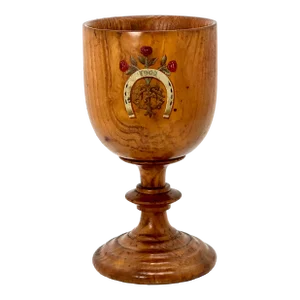 Rare Antique 1902 Lathe Turned American Chestnut Wood 28th Running of Kentucky Derby Run for the Roses Souvenir Chalice