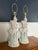 Beautiful pair of plaster Egret Lamps. Wonderful detailing with faux bois accent. 25" to top of socket
