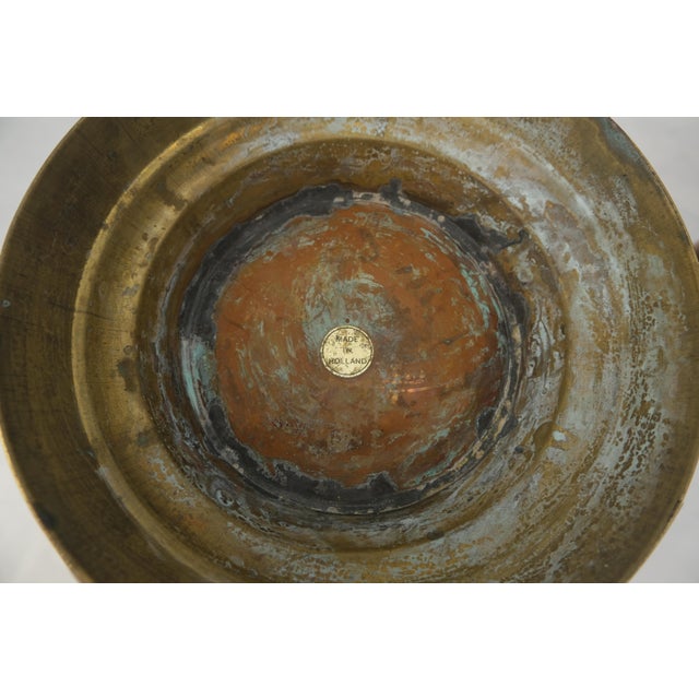 Brown Large Made in Holland Antique Copper Coal Scuttle w/ Brass Ceramic Handle For Sale - Image 8 of 8